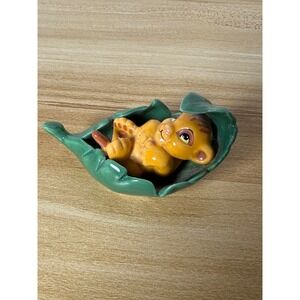Disney Lion King Simba Figurine Bone China Sleeping in Leaf Trinket Dish